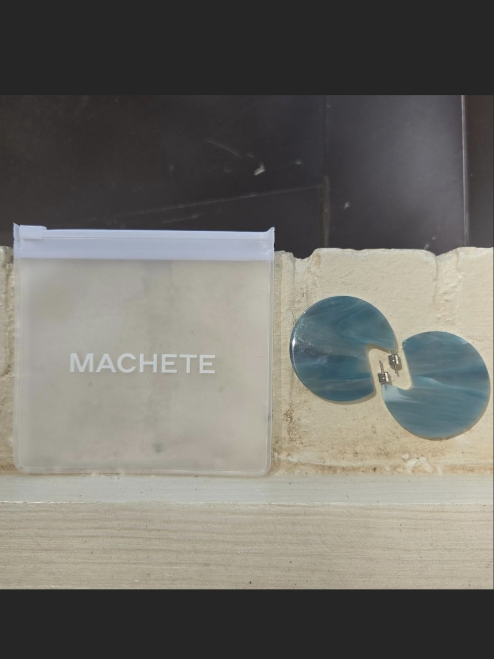Machete Teal Swirl Resin Clip-On Earrings